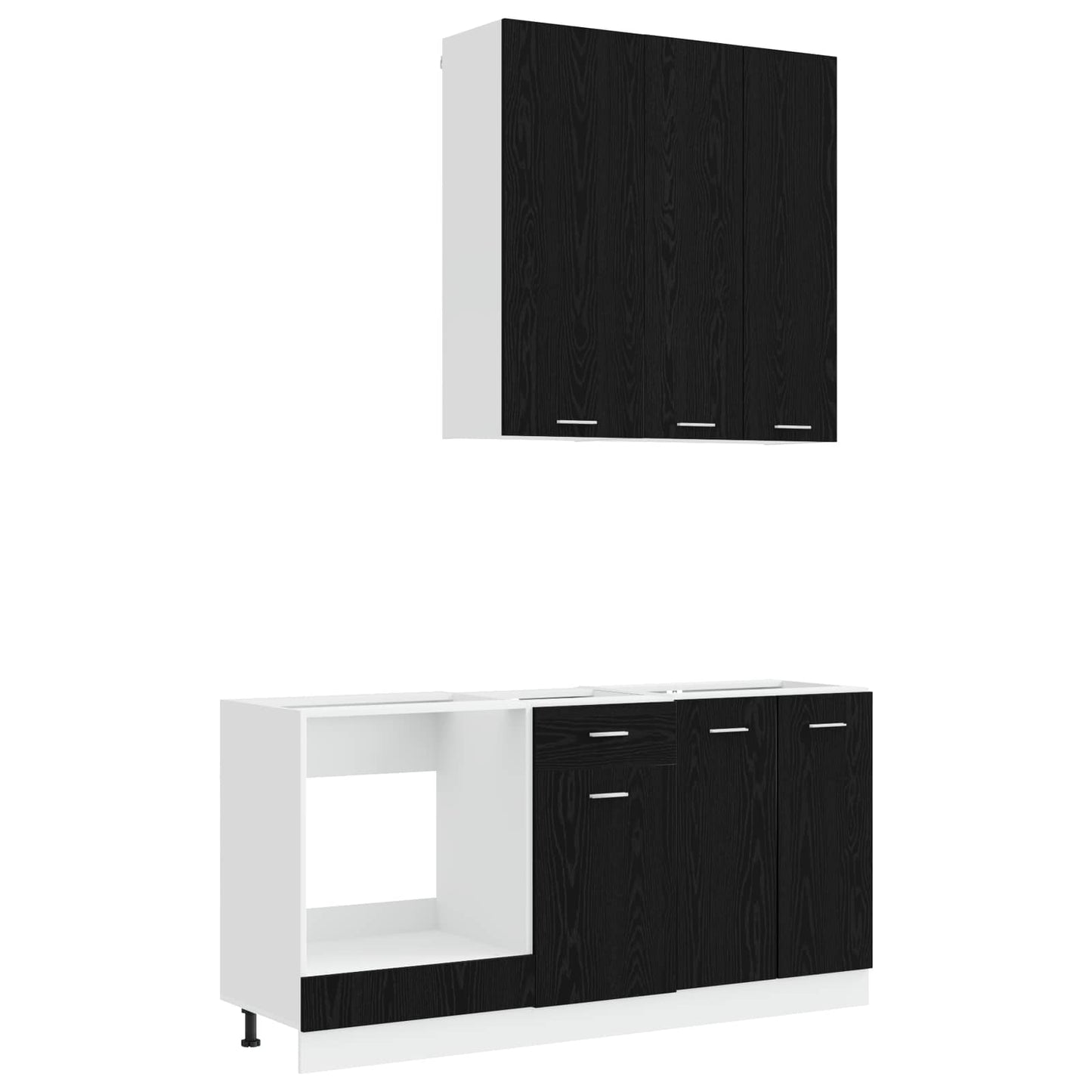 vidaXL Μονάδα κουζίνας LYON 5 pcs Μαύρη Δρυς Επεξεργασμένο Ξύλο