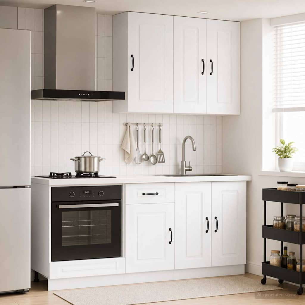 vidaXL Μονάδα κουζίνας KALMAR 5 pcs Λευκό Επεξεργασμένο Ξύλο