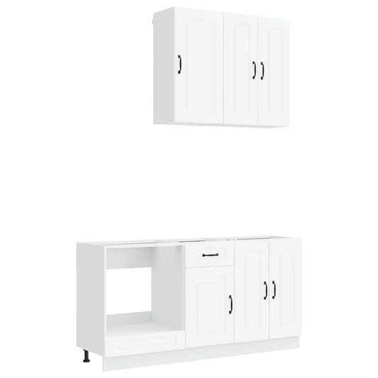 vidaXL Μονάδα κουζίνας KALMAR 5 pcs Λευκό Επεξεργασμένο Ξύλο
