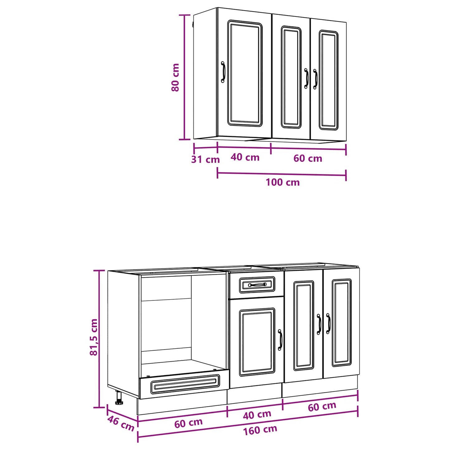 vidaXL Μονάδα κουζίνας KALMAR 5 pcs Λευκό Επεξεργασμένο Ξύλο