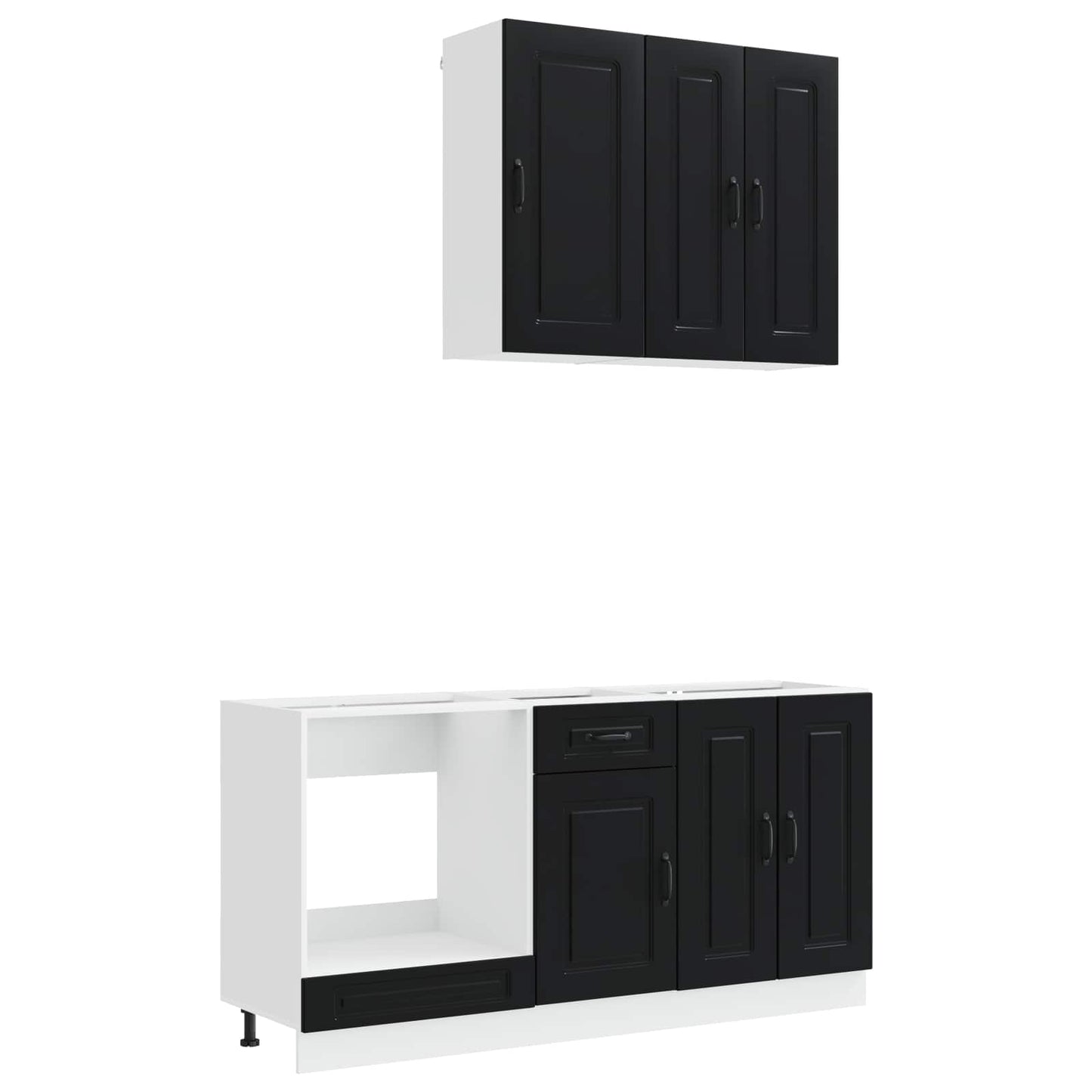 vidaXL Μονάδα κουζίνας KALMAR 5 pcs Μαύρο Επεξεργασμένο Ξύλο