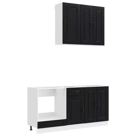 vidaXL Μονάδα κουζίνας KALMAR 5 pcs Μαύρο Επεξεργασμένο Ξύλο