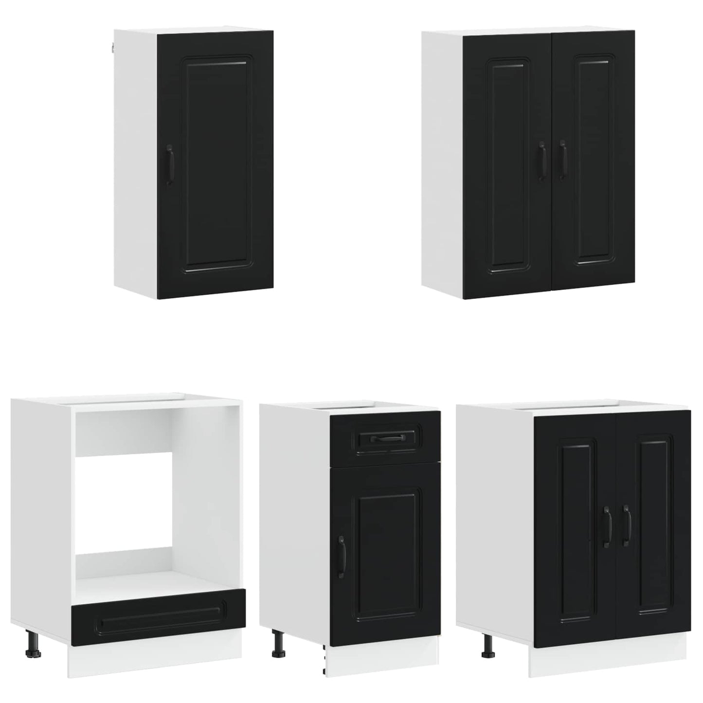 vidaXL Μονάδα κουζίνας KALMAR 5 pcs Μαύρο Επεξεργασμένο Ξύλο