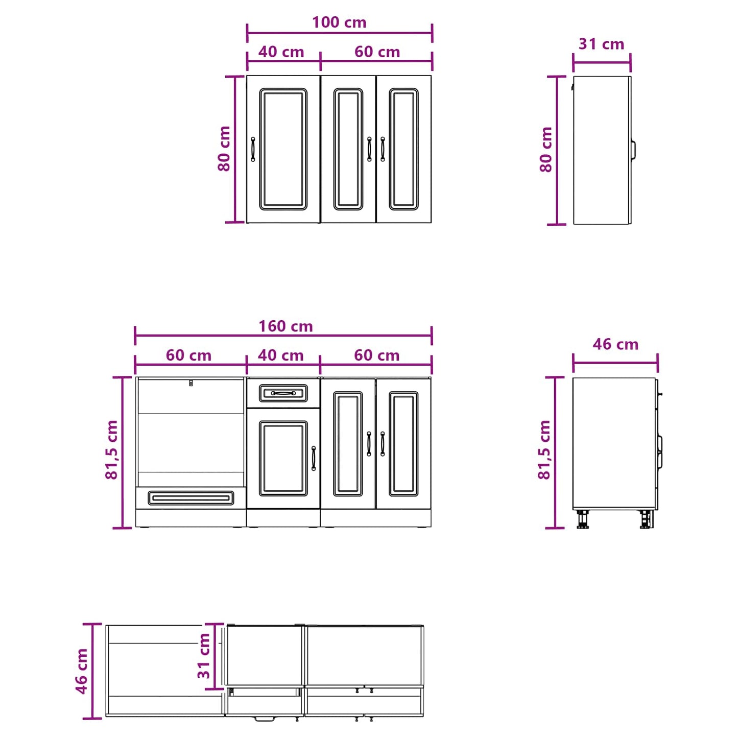 vidaXL Μονάδα κουζίνας KALMAR 5 pcs Sonoma Δρυς Επεξεργασμένο Ξύλο