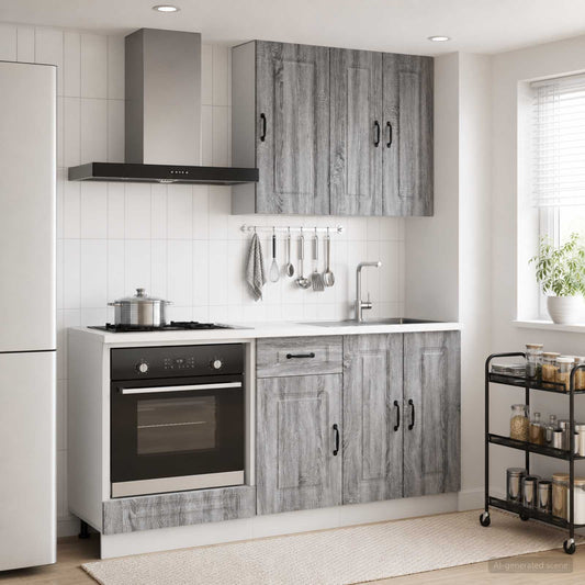 vidaXL Μονάδα κουζίνας KALMAR 5 pcs Γκρι Sonoma Επεξεργασμένο Ξύλο