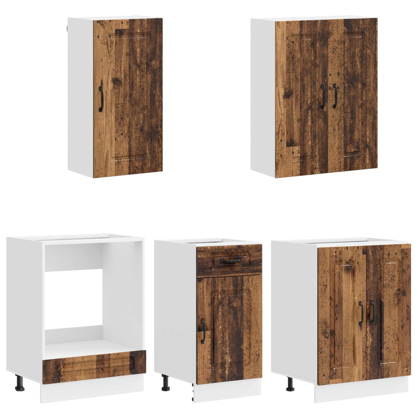 vidaXL Μονάδα κουζίνας KALMAR 5 pcs Παλαιωμένο ξύλο Επεξεργασμένο Ξύλο