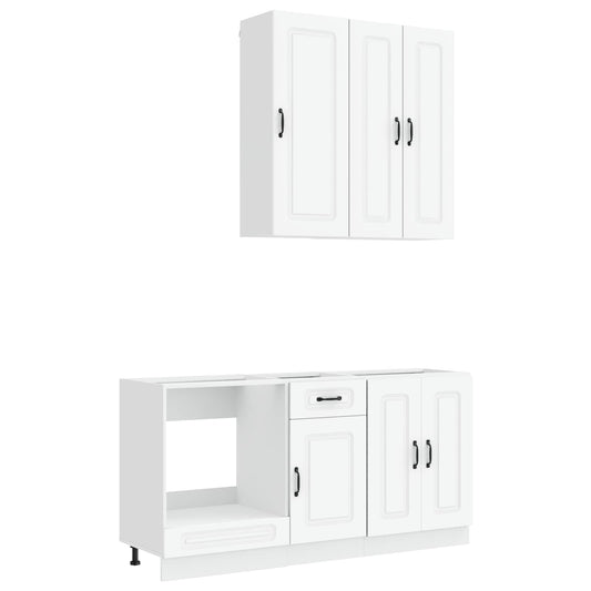 vidaXL Μονάδα κουζίνας KALMAR 5 pcs Λευκό Επεξεργασμένο Ξύλο