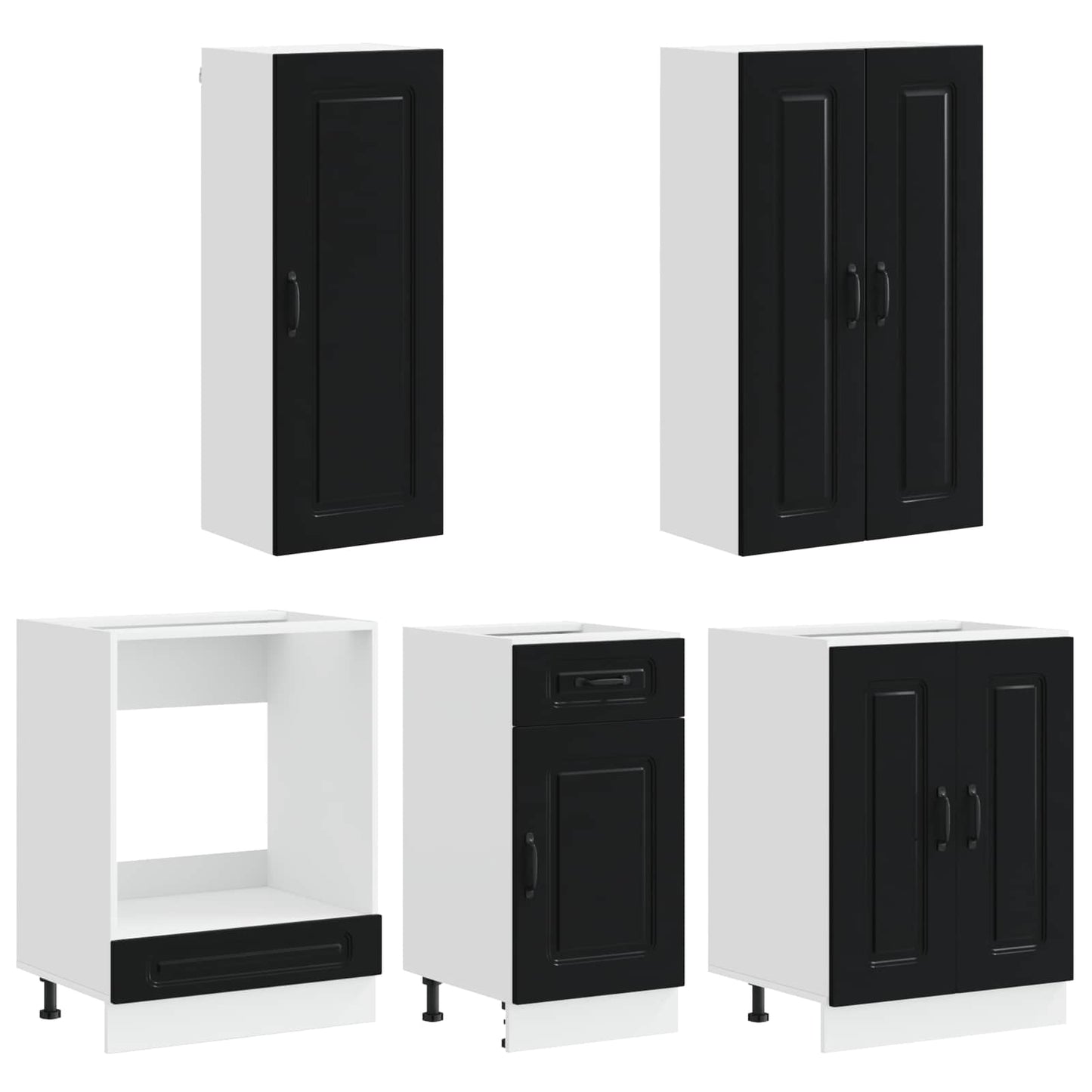 vidaXL Μονάδα κουζίνας KALMAR 5 pcs Μαύρο Επεξεργασμένο Ξύλο