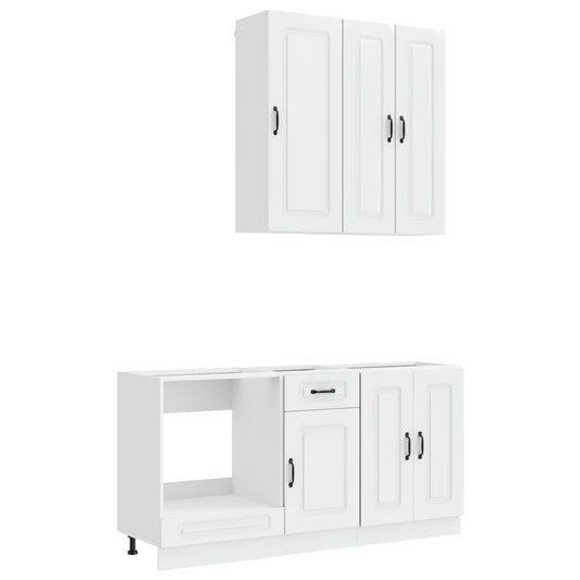 vidaXL Μονάδα κουζίνας KALMAR 5 pcs Γυαλιστερό Λευκό