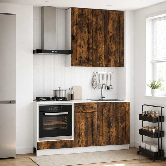 vidaXL Μονάδα κουζίνας KALMAR 5 pcs Καπνισμένο Ξύλο Δρυός