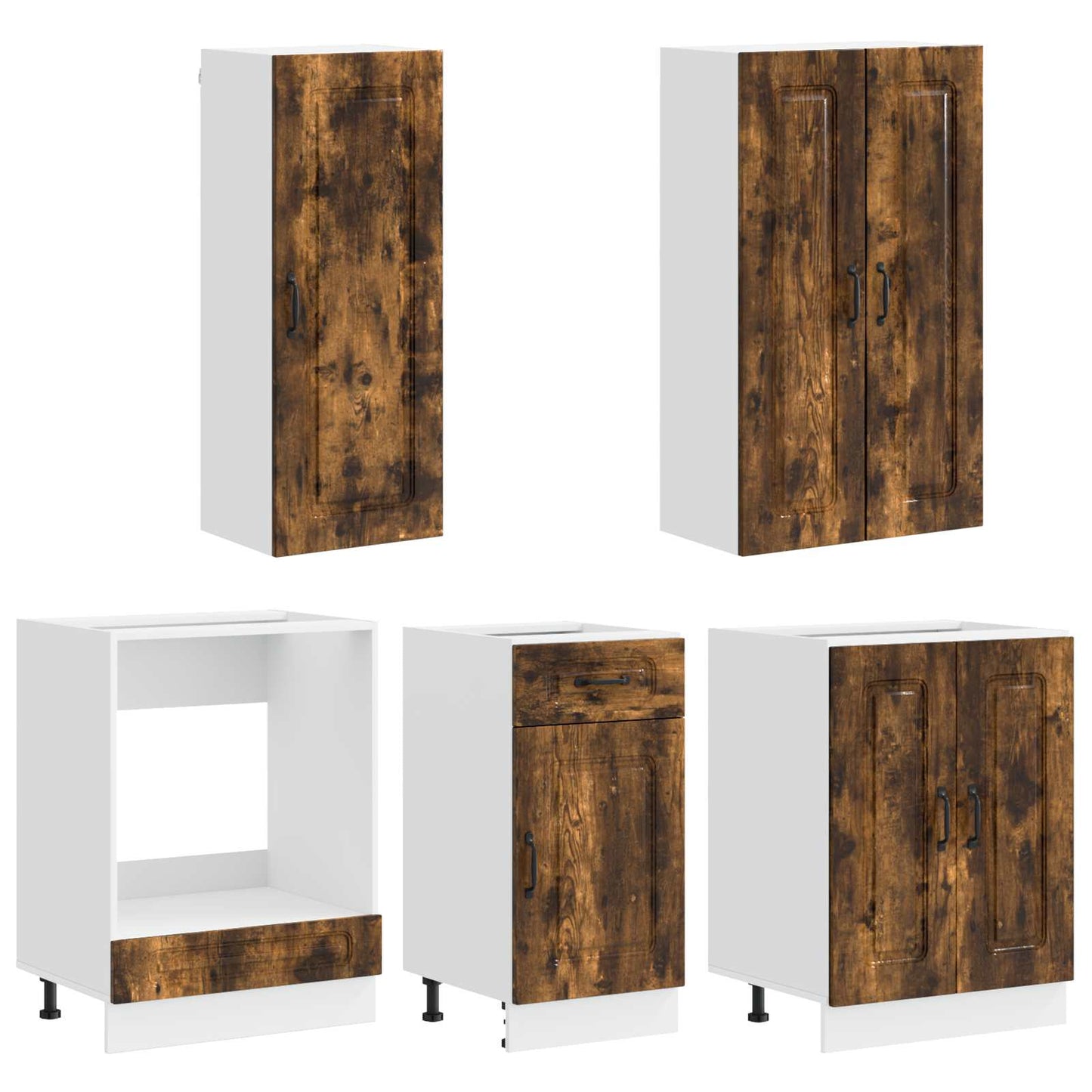 vidaXL Μονάδα κουζίνας KALMAR 5 pcs Καπνισμένο Ξύλο Δρυός