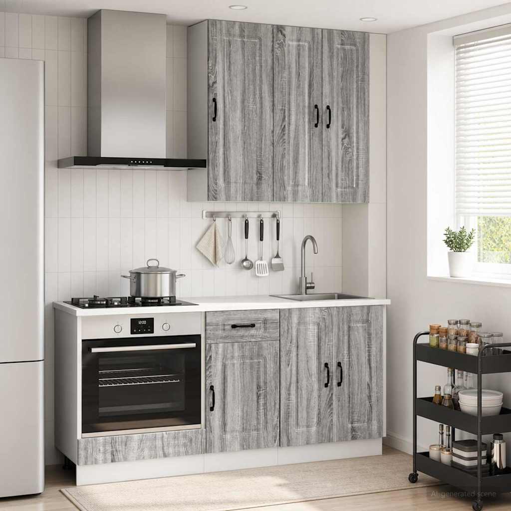vidaXL Μονάδα κουζίνας KALMAR 5 pcs Γκρι Sonoma Επεξεργασμένο Ξύλο