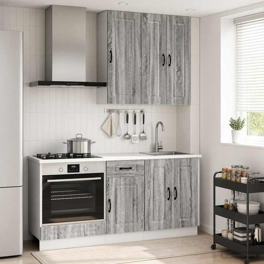 vidaXL Μονάδα κουζίνας KALMAR 5 pcs Γκρι Sonoma Επεξεργασμένο Ξύλο