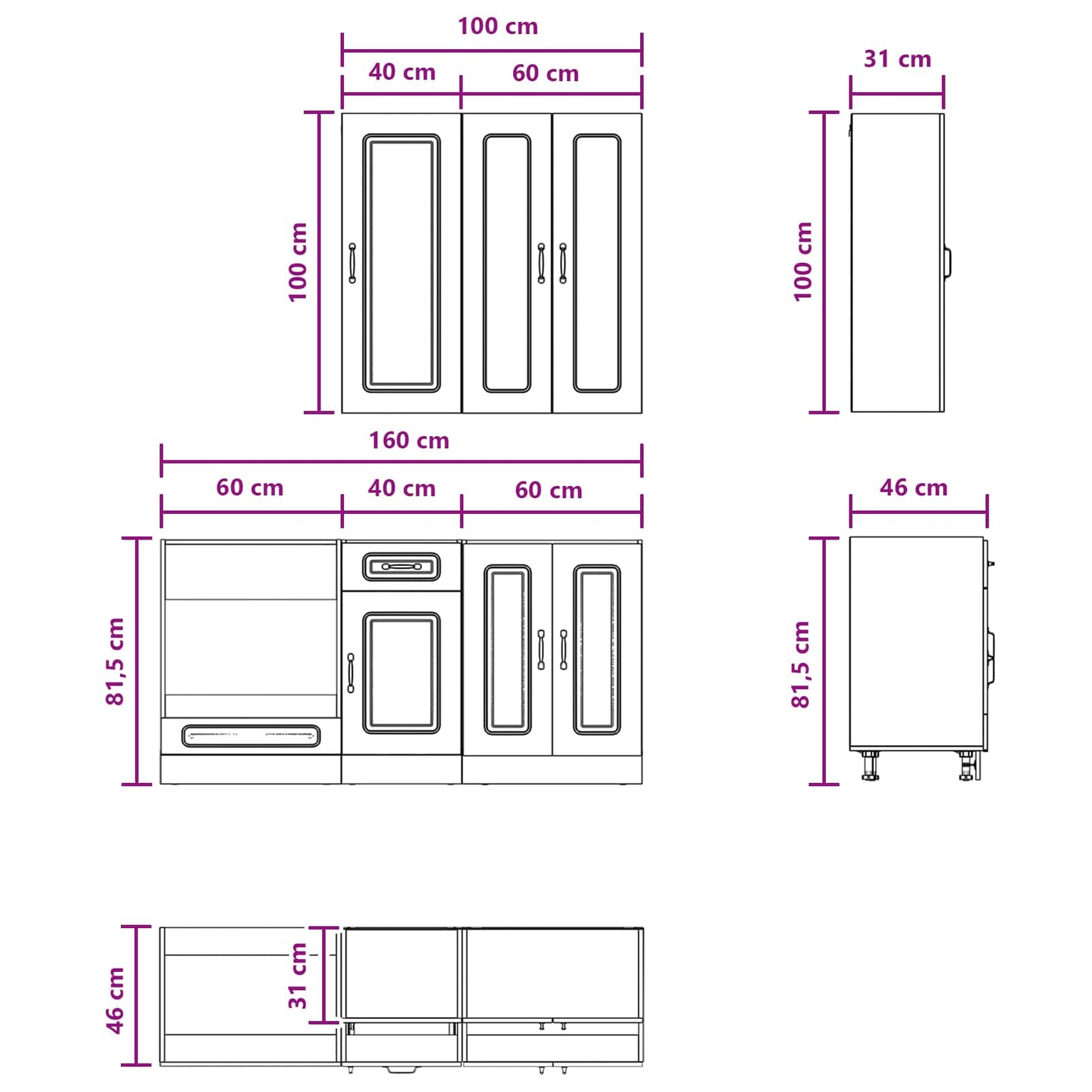 vidaXL Μονάδα κουζίνας KALMAR 5 pcs Γκρι Sonoma Επεξεργασμένο Ξύλο