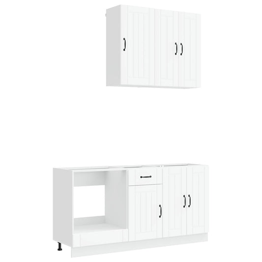 vidaXL Μονάδα κουζίνας LUCCA 5 pcs Λευκό Επεξεργασμένο Ξύλο