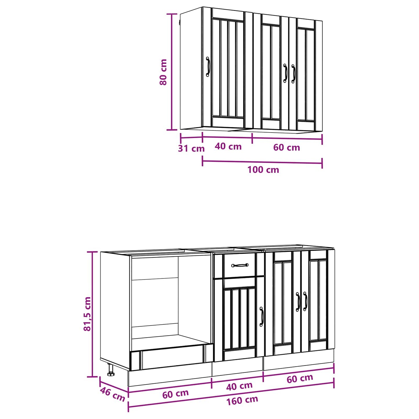 vidaXL Μονάδα κουζίνας LUCCA 5 pcs Λευκό Επεξεργασμένο Ξύλο