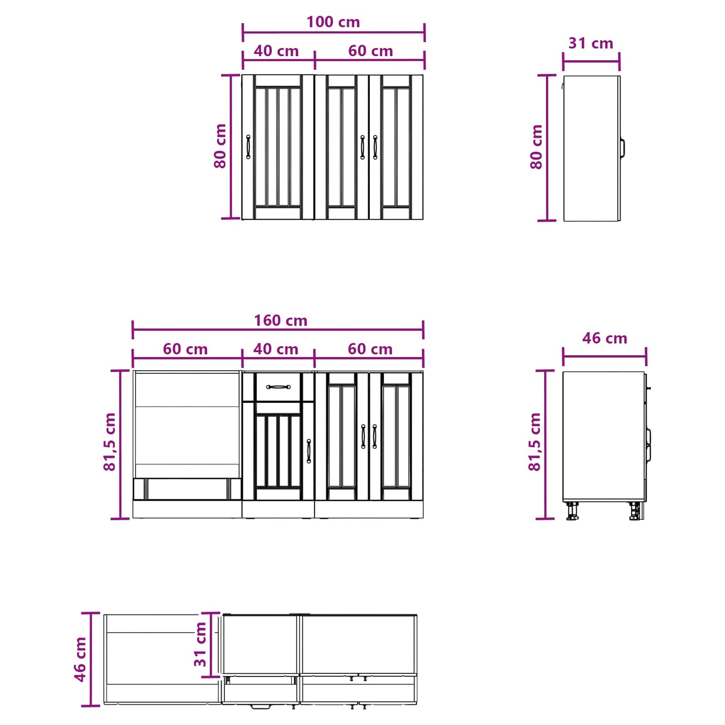 vidaXL Μονάδα κουζίνας LUCCA 5 pcs Γκρι Σκυροδέματος