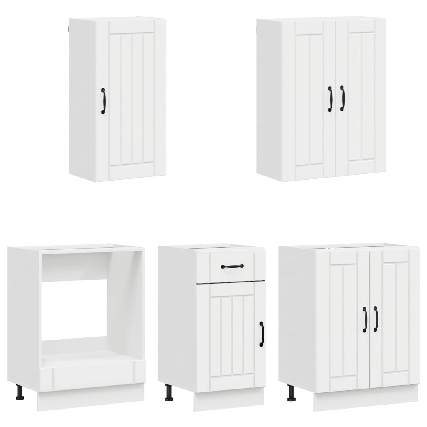 vidaXL Μονάδα κουζίνας LUCCA 5 pcs Γυαλιστερό Λευκό Επεξεργασμένο Ξύλο