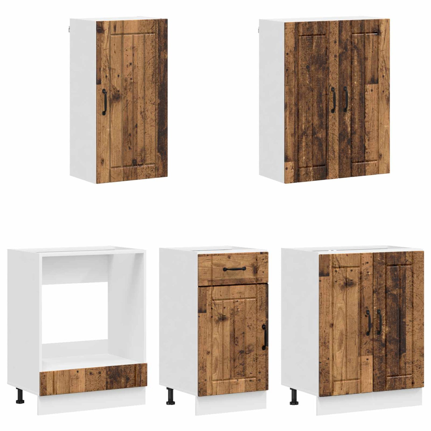 vidaXL Μονάδα κουζίνας LUCCA 5 pcs Παλαιωμένο ξύλο Επεξεργασμένο Ξύλο