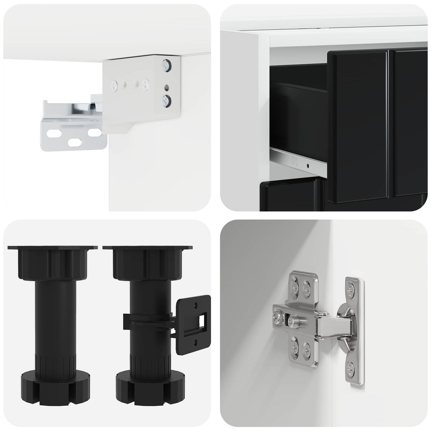 vidaXL Μονάδα κουζίνας LUCCA 5 pcs Μαύρο Επεξεργασμένο Ξύλο