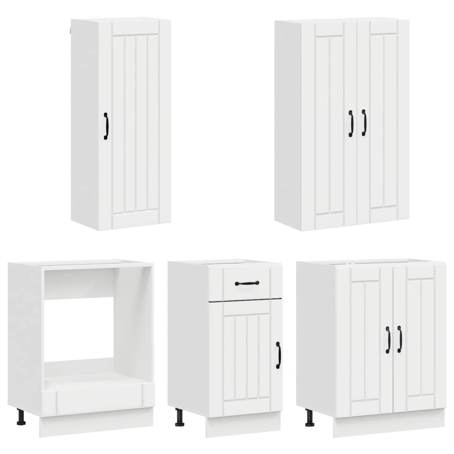 vidaXL Μονάδα κουζίνας LUCCA 5 pcs Γυαλιστερό Λευκό Επεξεργασμένο Ξύλο