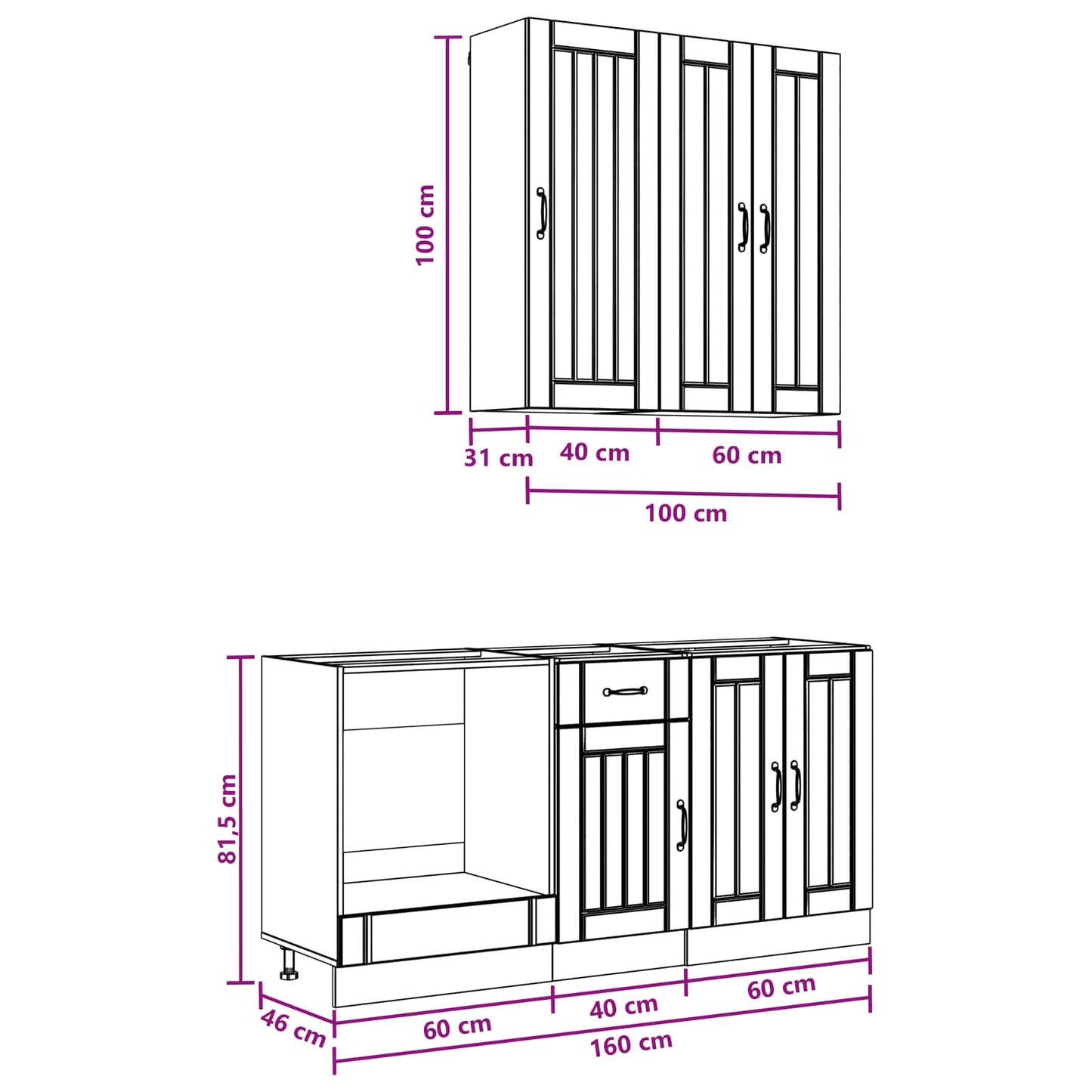 vidaXL Μονάδα κουζίνας LUCCA 5 pcs Γυαλιστερό Λευκό Επεξεργασμένο Ξύλο