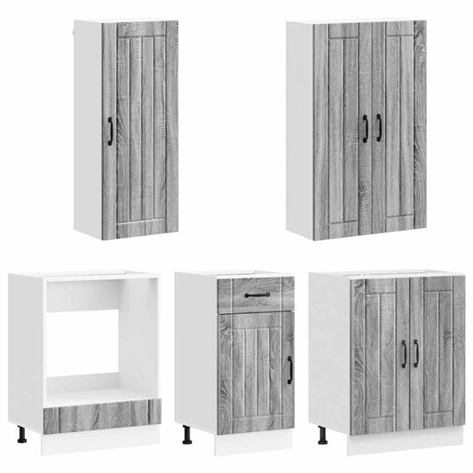 vidaXL Μονάδα κουζίνας LUCCA 5 pcs Γκρι Sonoma Επεξεργασμένο Ξύλο