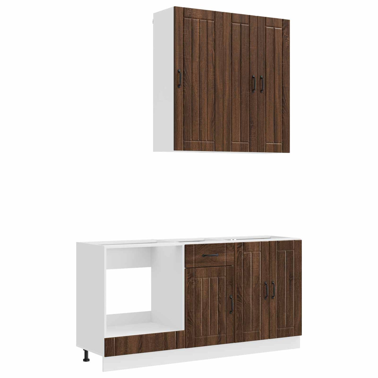 vidaXL Μονάδα κουζίνας LUCCA 5 pcs Καφέ Ξύλο Δρυός Επεξεργασμένο Ξύλο