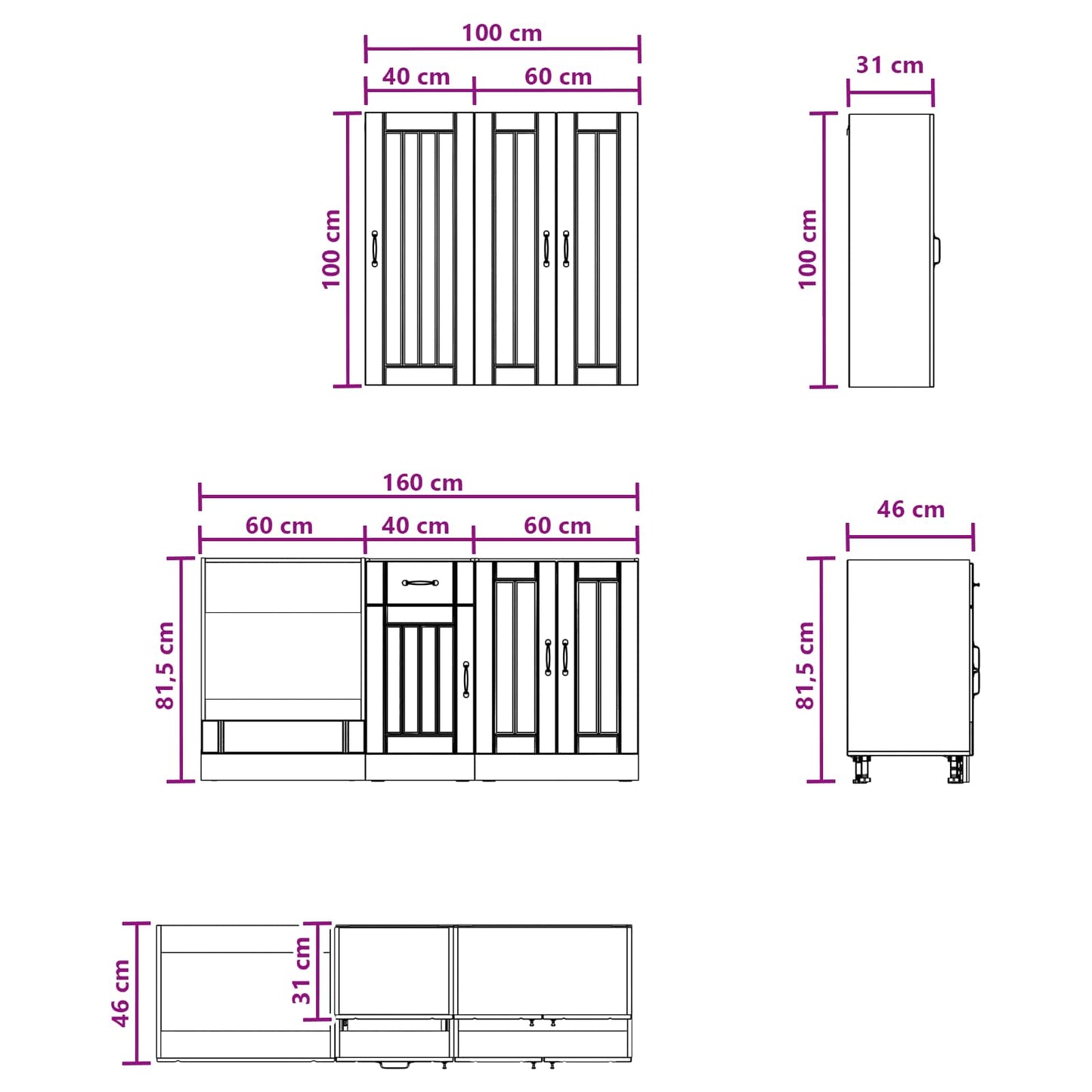 vidaXL Μονάδα κουζίνας LUCCA 5 pcs Παλαιωμένο ξύλο Επεξεργασμένο Ξύλο
