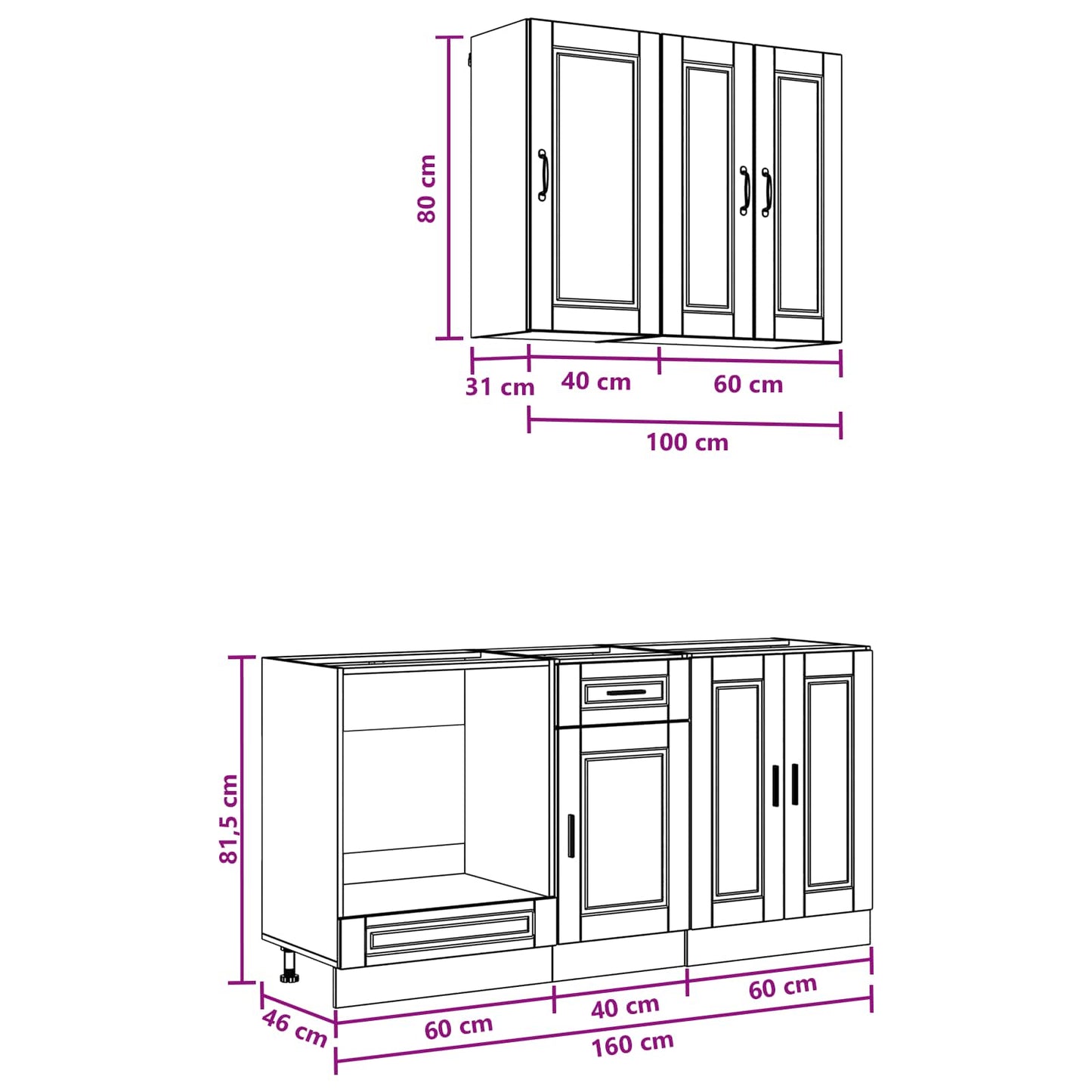 vidaXL Μονάδα κουζίνας PORTO 5 pcs Λευκό Επεξεργασμένο Ξύλο