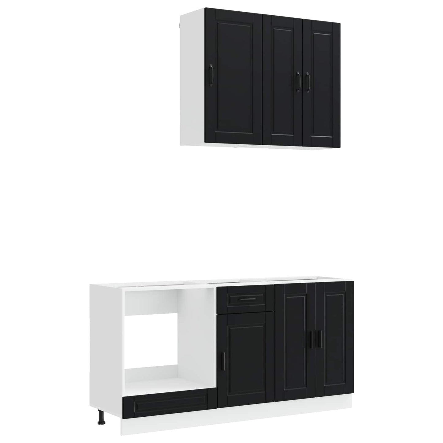 vidaXL Μονάδα κουζίνας PORTO 5 pcs Μαύρο Επεξεργασμένο Ξύλο