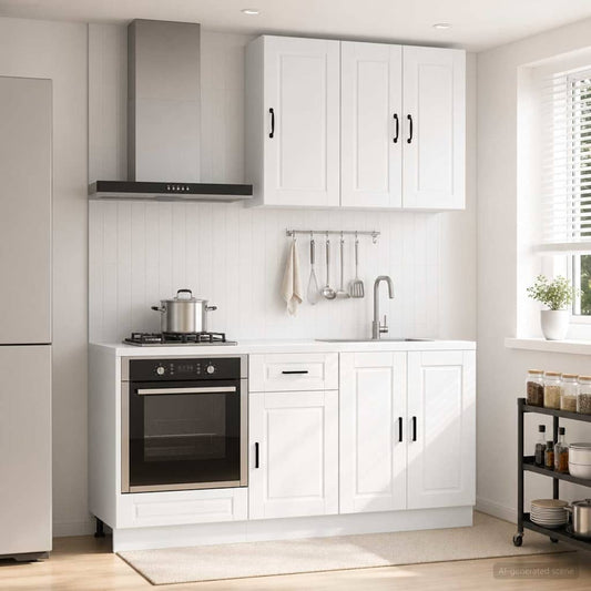 vidaXL Μονάδα κουζίνας PORTO 5 pcs Γυαλιστερό Λευκό Επεξεργασμένο Ξύλο