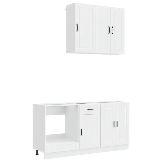 vidaXL Μονάδα κουζίνας PORTO 5 pcs Γυαλιστερό Λευκό Επεξεργασμένο Ξύλο
