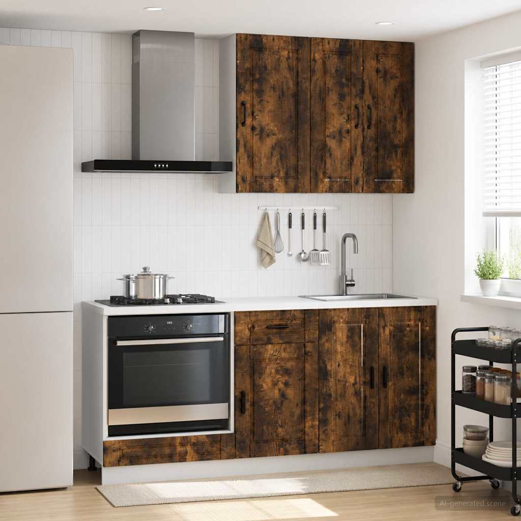 vidaXL Μονάδα κουζίνας PORTO 5 pcs Καπνισμένο Ξύλο Δρυός