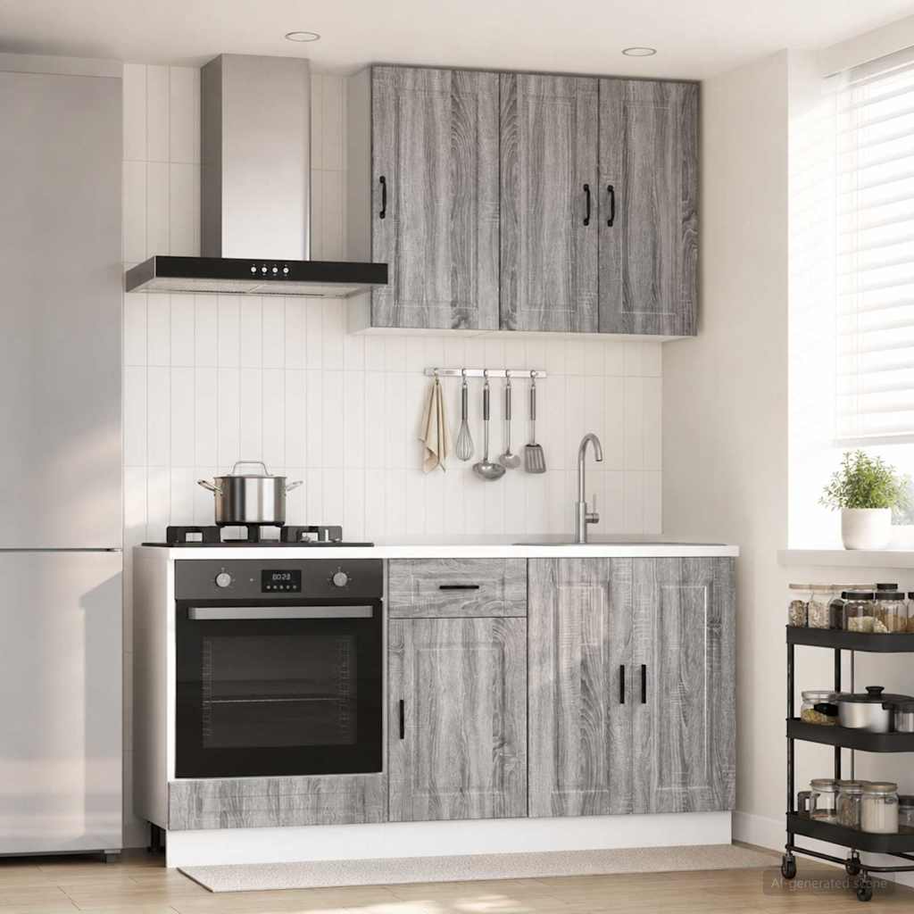 vidaXL Μονάδα κουζίνας PORTO 5 pcs Γκρι Sonoma Επεξεργασμένο Ξύλο