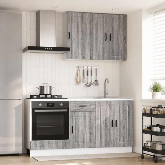 vidaXL Μονάδα κουζίνας PORTO 5 pcs Γκρι Sonoma Επεξεργασμένο Ξύλο