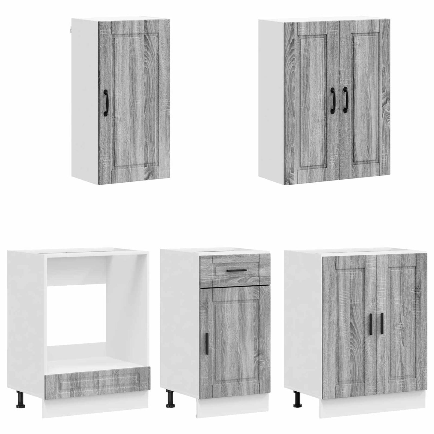 vidaXL Μονάδα κουζίνας PORTO 5 pcs Γκρι Sonoma Επεξεργασμένο Ξύλο