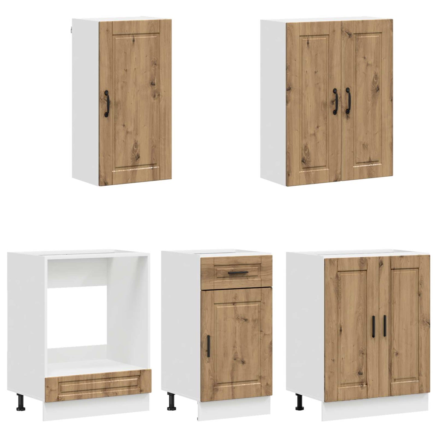 vidaXL Μονάδα κουζίνας PORTO 5 pcs Artisan Δρυς Επεξεργασμένο Ξύλο