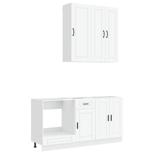 vidaXL Μονάδα κουζίνας PORTO 5 pcs Λευκό Επεξεργασμένο Ξύλο