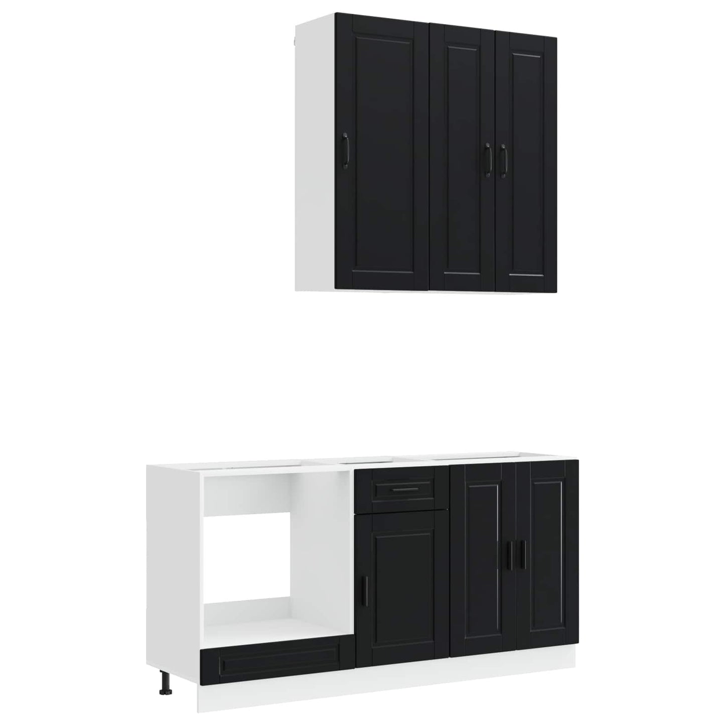 vidaXL Μονάδα κουζίνας PORTO 5 pcs Μαύρο Επεξεργασμένο Ξύλο