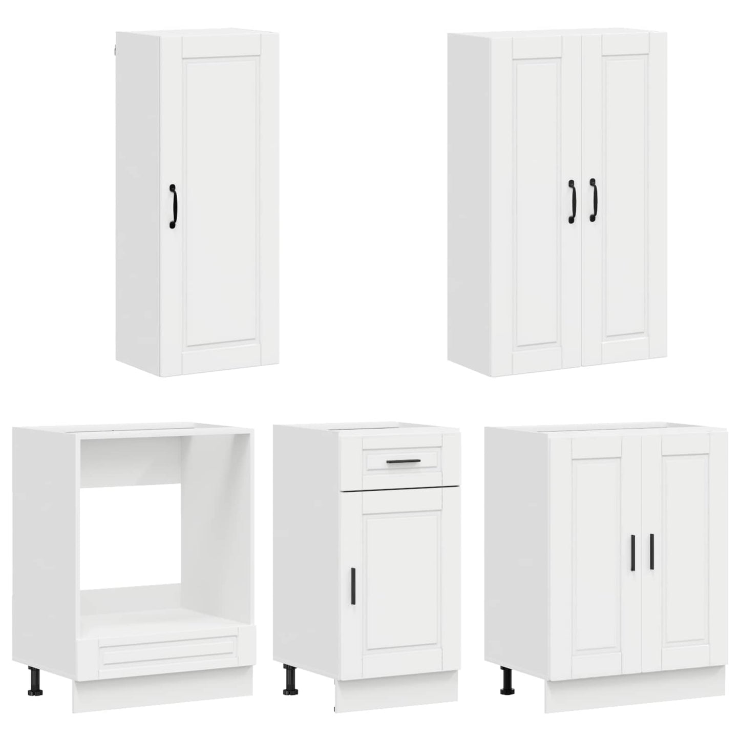 vidaXL Μονάδα κουζίνας PORTO 5 pcs Γυαλιστερό Λευκό Επεξεργασμένο Ξύλο