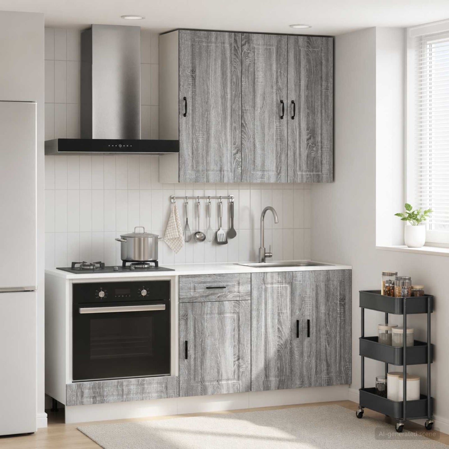 vidaXL Μονάδα κουζίνας PORTO 5 pcs Γκρι Sonoma Επεξεργασμένο Ξύλο