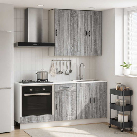 vidaXL Μονάδα κουζίνας PORTO 5 pcs Γκρι Sonoma Επεξεργασμένο Ξύλο