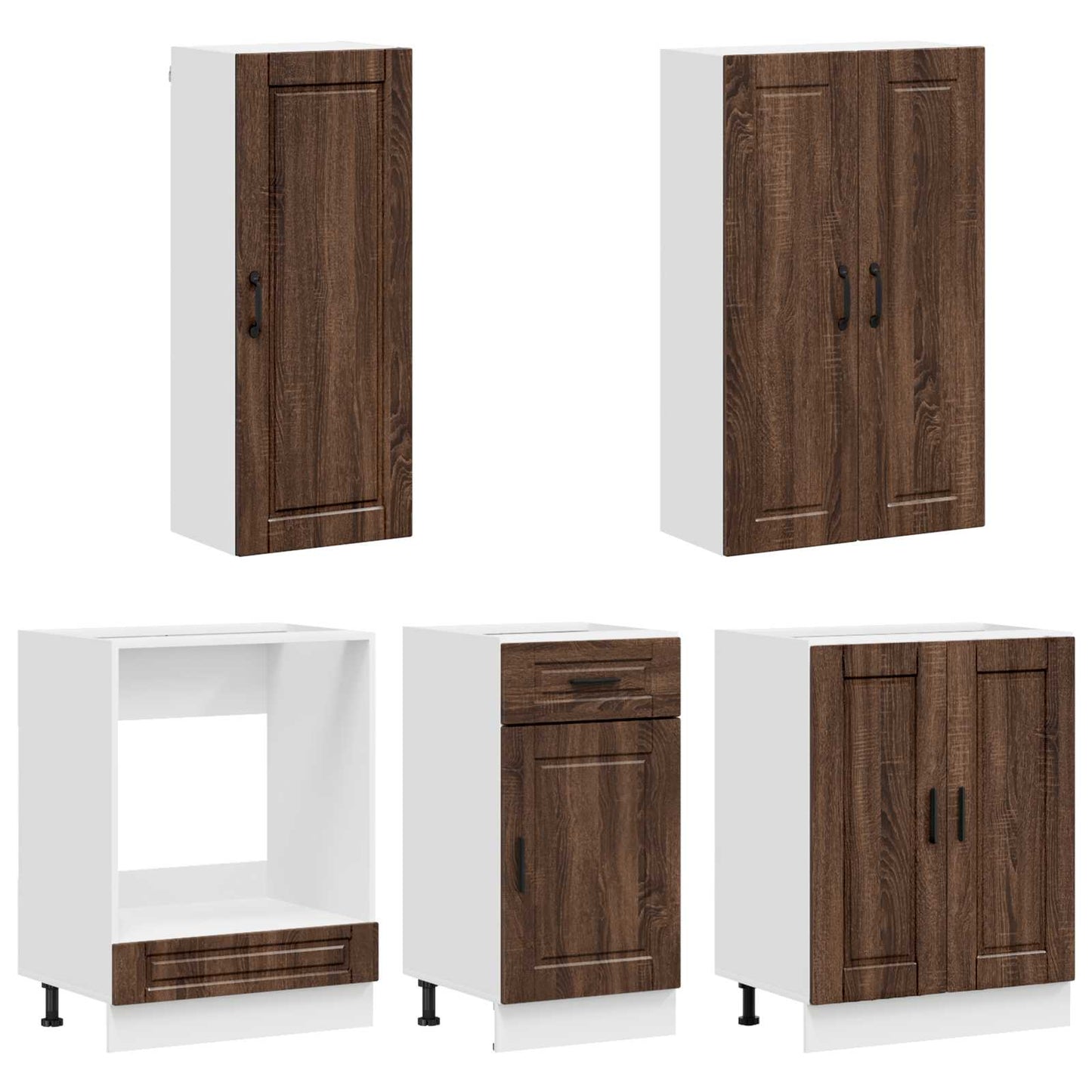 vidaXL Μονάδα κουζίνας PORTO 5 pcs Καφέ Ξύλο Δρυός Επεξεργασμένο Ξύλο