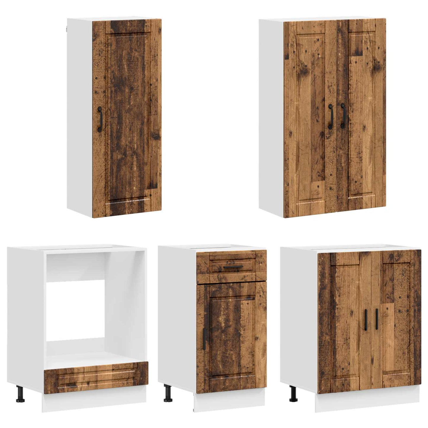vidaXL Μονάδα κουζίνας PORTO 5 pcs Παλαιωμένο ξύλο Επεξεργασμένο Ξύλο