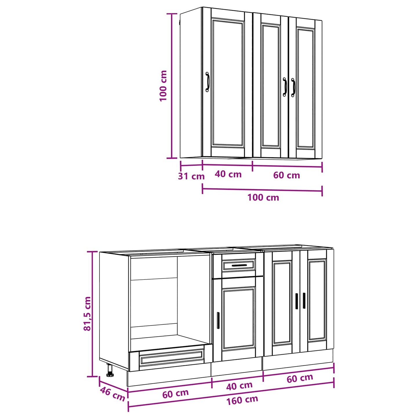 vidaXL Μονάδα κουζίνας PORTO 5 pcs Παλαιωμένο ξύλο Επεξεργασμένο Ξύλο