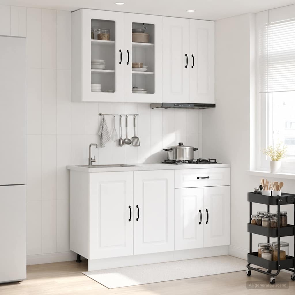 vidaXL Μονάδα κουζίνας KALMAR 4 pcs Λευκό Επεξεργασμένο Ξύλο