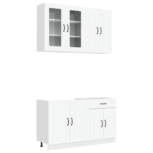 vidaXL Μονάδα κουζίνας KALMAR 4 pcs Λευκό Επεξεργασμένο Ξύλο