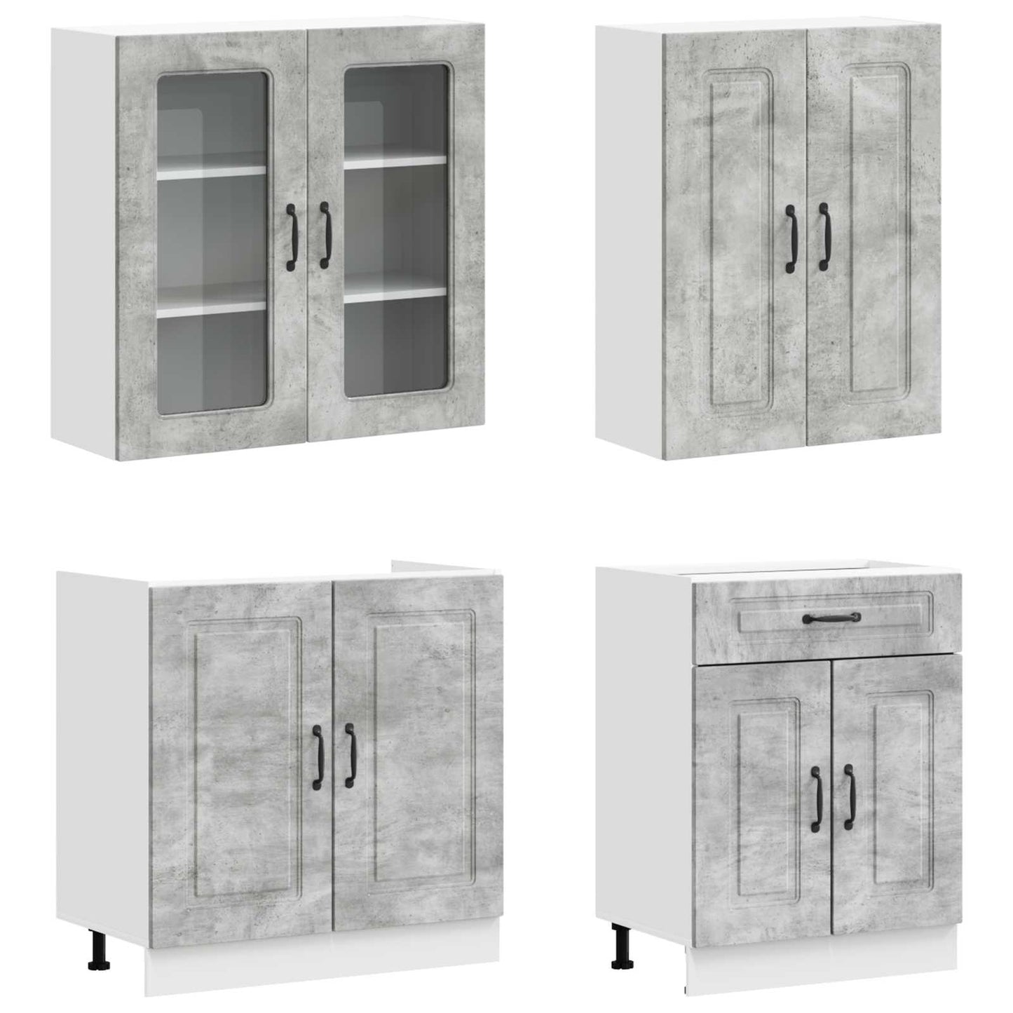 vidaXL Μονάδα κουζίνας KALMAR 4 pcs Γκρι Σκυροδέματος
