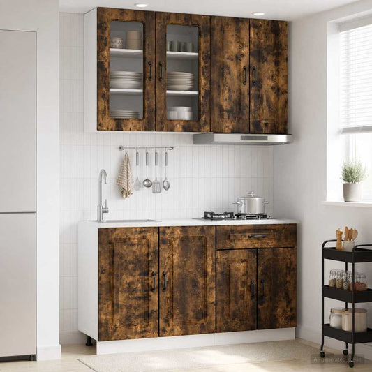 vidaXL Μονάδα κουζίνας KALMAR 4 pcs Καπνισμένο Ξύλο Δρυός
